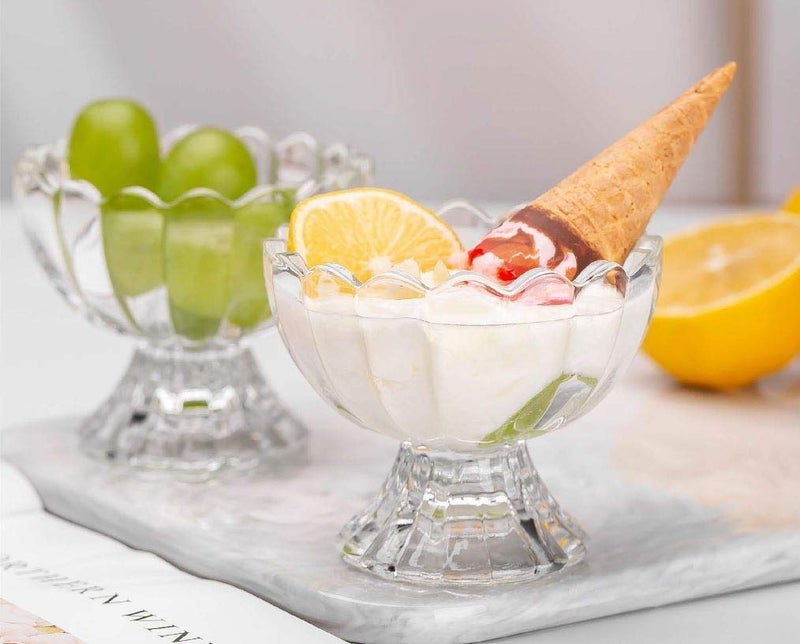 RAHAS Glass Dessert Bowls Crystal Glass Bowls for Ice Cream Fruit Pudding Snack Cereal Nuts Premium Glass Serving Dishes Mini Trifle Bowl Transparent Set of 6 - Image 2