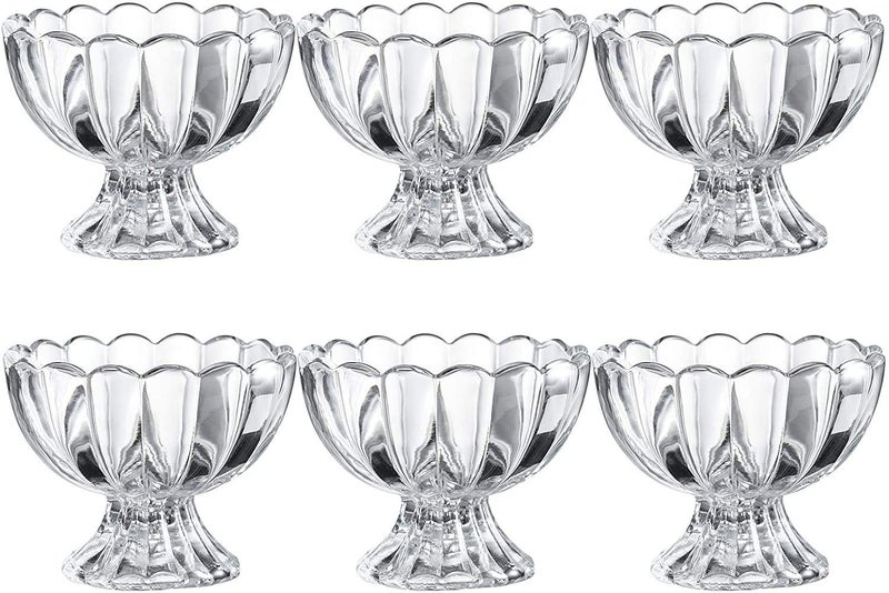 RAHAS Glass Dessert Bowls Crystal Glass Bowls for Ice Cream Fruit Pudding Snack Cereal Nuts Premium Glass Serving Dishes Mini Trifle Bowl Transparent Set of 6 - Image 1