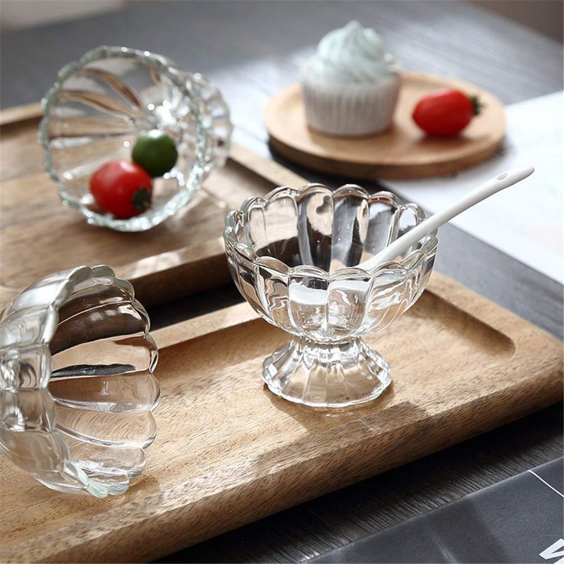 RAHAS Glass Dessert Bowls Crystal Glass Bowls for Ice Cream Fruit Pudding Snack Cereal Nuts Premium Glass Serving Dishes Mini Trifle Bowl Transparent Set of 6 - Image 4