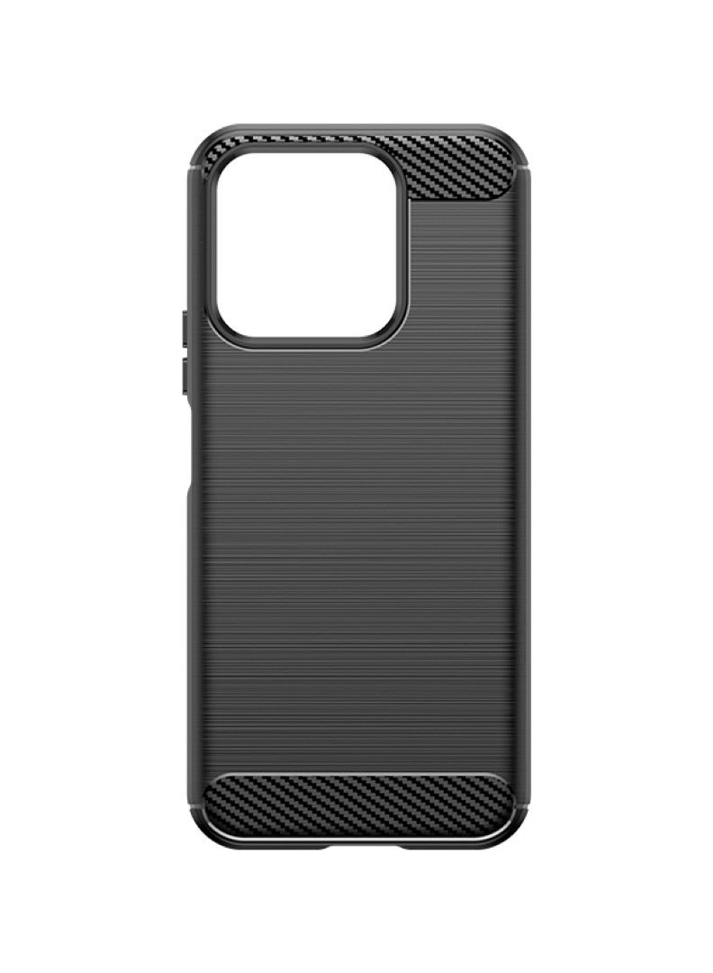 Honor X8C 4G - Rugged Shield Protective Cover, Brushed Carbon Fiber Texture, Shockproof TPU, Anti-Slip, Elegant Thin, and Shock-Absorbing - Black  - Image 4