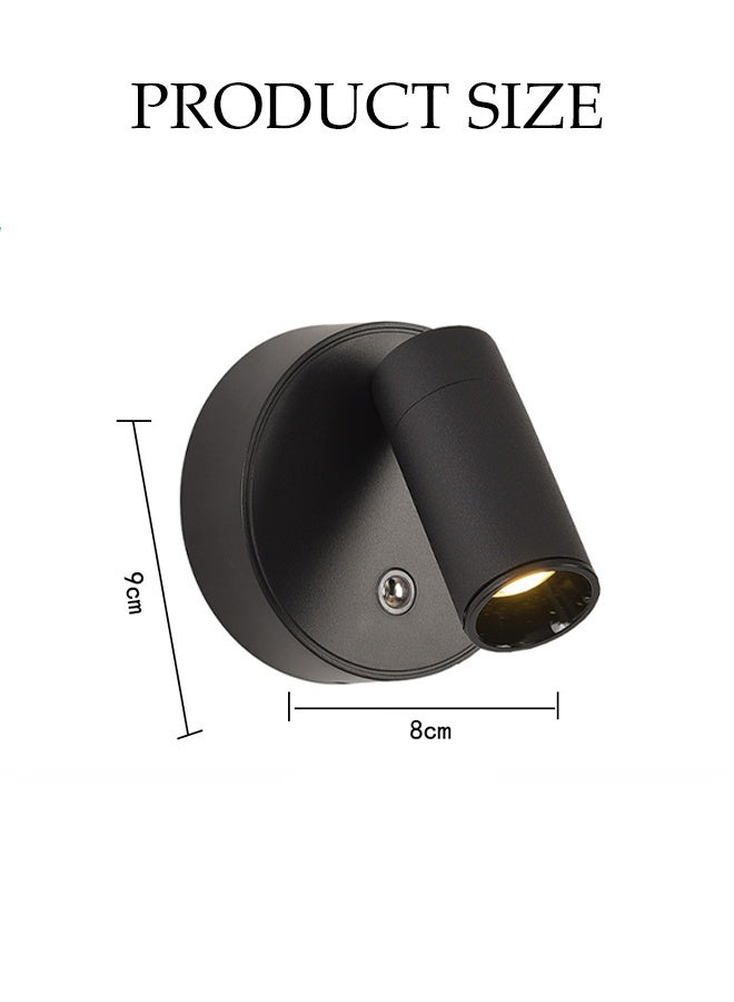 DUNISO Wall Lights with magnet，Stepless dimming， 2000mAh Battery Operated，360°Rotation Touch Control，Lamps for Kids Study Bedside Closet，Wall Mounted Lamp with USB Port(Black) - Image 2