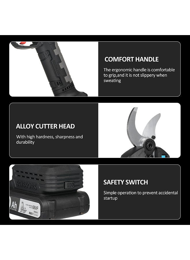 Electric Pruning Shears Cordless Electric Pruning Battery Powered Tree Branch Pruner with Brushless Motor 21V Lithium Battery 30mm-40mm Inch Cutting Diameter LCD Display Screen