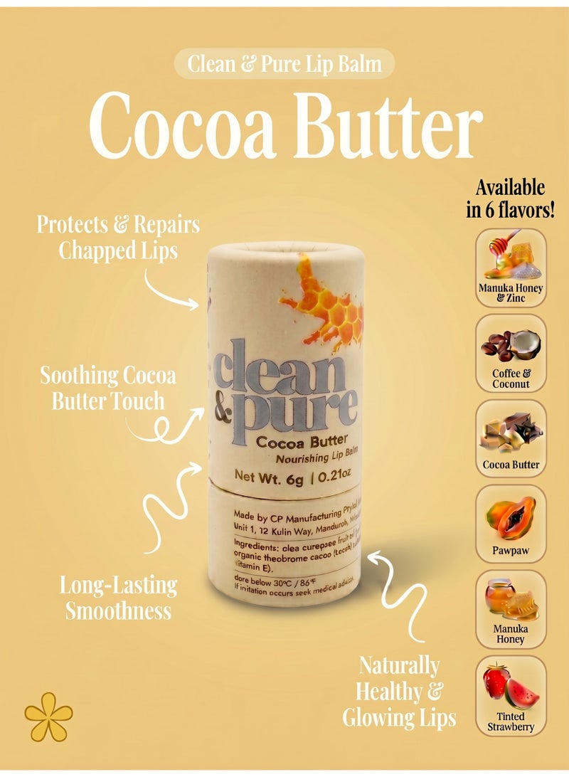 Clean & Pure Cocoa Butter Lip Balm – 100% Natural, Cocoa Butter & Beeswax for Moisturizing, Nourishing & Soft Lips, 6g - Image 4