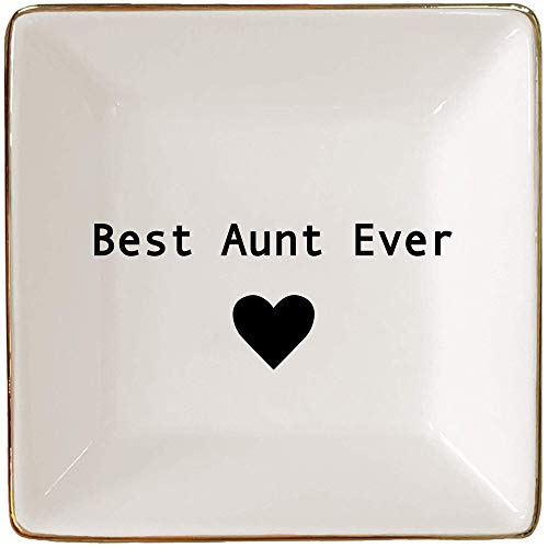 Simply Charmed Best Aunt Ever Gift – Ceramic Jewelry Dish or Ring Holder – BAE Trinket Tray - Elegant Christmas of Birthday Gift for Auntie - Image 1