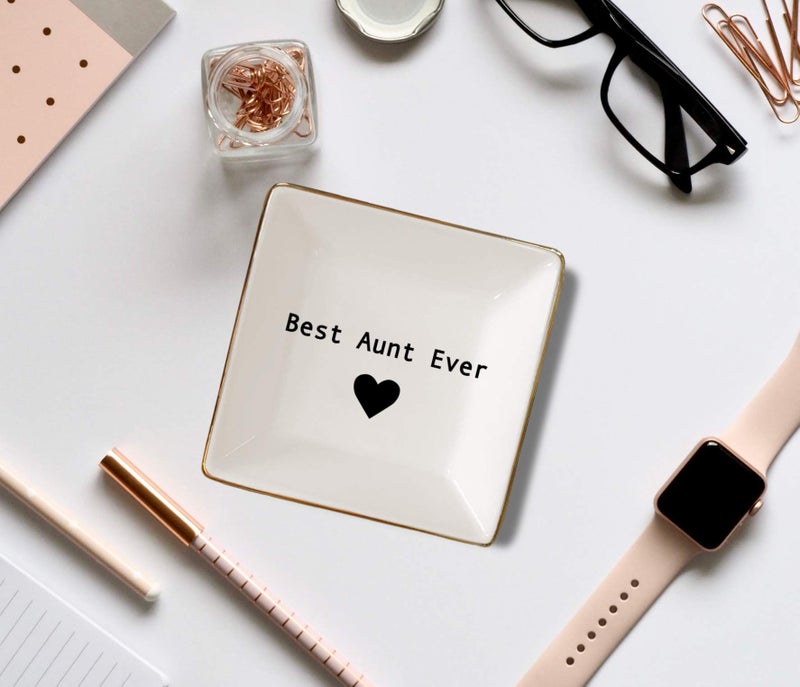 Simply Charmed Best Aunt Ever Gift – Ceramic Jewelry Dish or Ring Holder – BAE Trinket Tray - Elegant Christmas of Birthday Gift for Auntie - Image 5