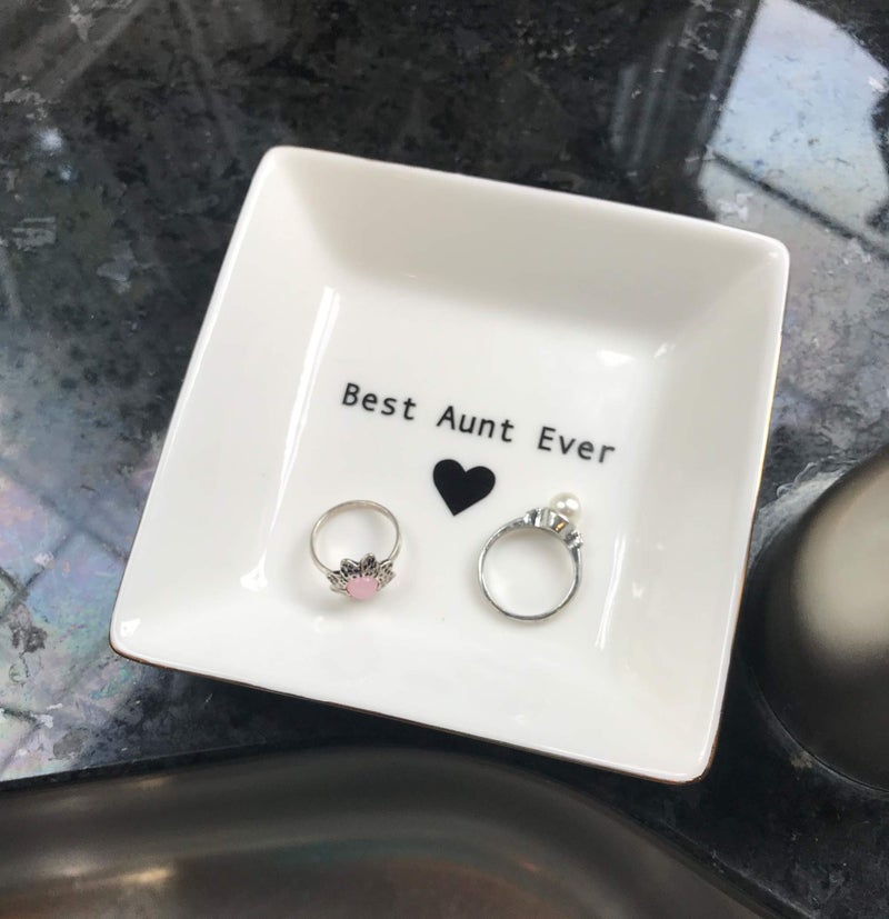 Simply Charmed Best Aunt Ever Gift – Ceramic Jewelry Dish or Ring Holder – BAE Trinket Tray - Elegant Christmas of Birthday Gift for Auntie - Image 4