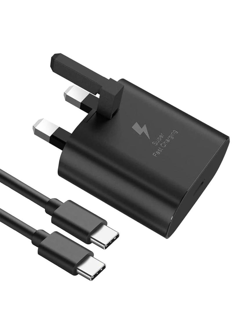 CubeG 45W Fast Charger For Samsung Type C Plug with USB C Cable,  Phone Wall Charger Compatible With Samsung Galaxy S25 Ultra/S25 Plus/S24Ultra/S23/S22/S21/S20,A54/A25/A15/A05S/A53/A34 /A23 Etc Black - Image 1