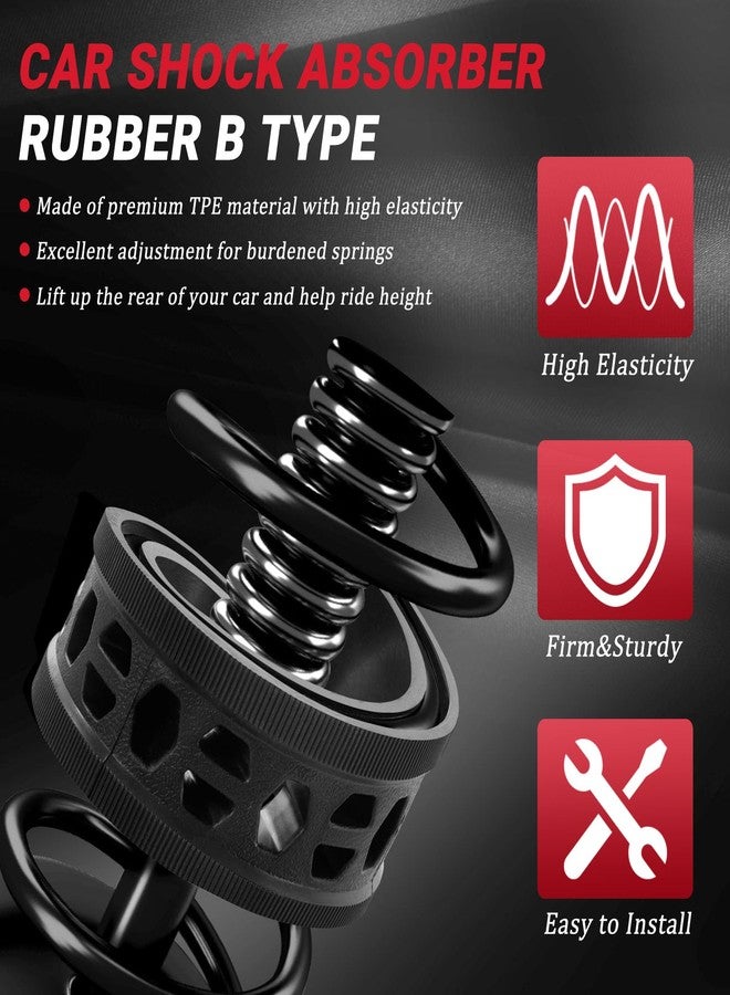 AICARS Shock Absorber Spring Rubber: Coil Spring Booster Cushion Car Bumper Buffer Power Cushion Black B Type- Pack of 2 - Image 2
