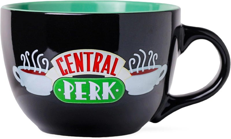 Silver Buffalo FRIENDS Central Perk Black Ceramic Mug Oversized for Coffee, Soup, 24 Ounces - Image 1