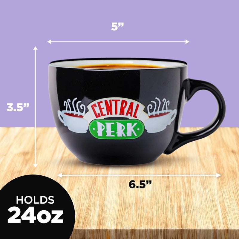 Silver Buffalo FRIENDS Central Perk Black Ceramic Mug Oversized for Coffee, Soup, 24 Ounces - Image 2