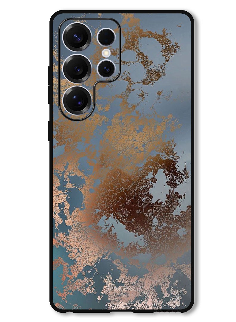 Theodor Protective Case Anti Scratch Shock Proof Bumper Cover For Samsung Galaxy S25 Ultra Golden Grey Design - Image 1