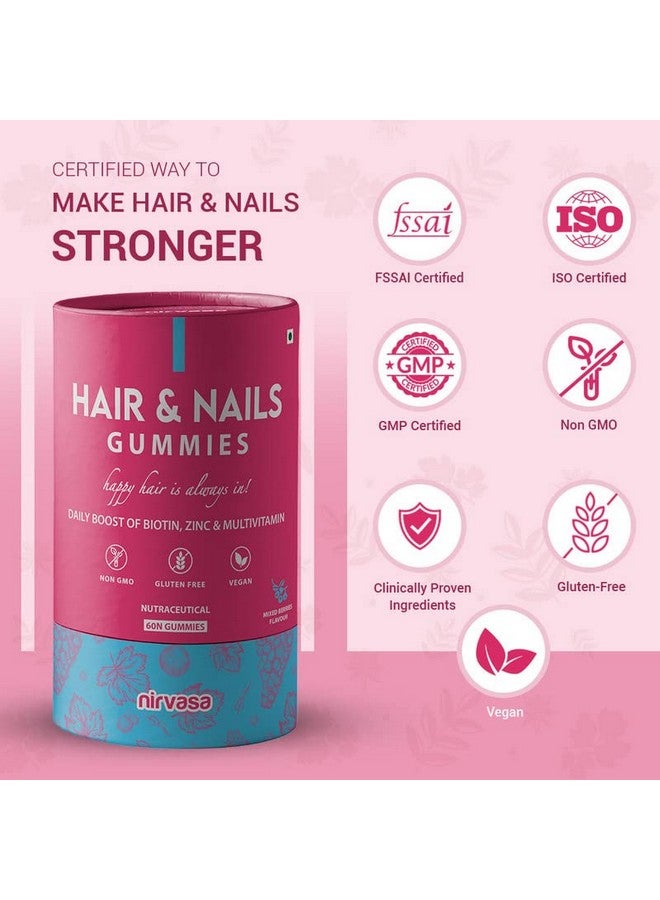 Nirvasa Hair & Nail Gummies with Biotin | Helps Keep Hair, Nail, Skin Healthy & Nourished | Ideal Supplement for Men & Women | Sugar-Free I Mixed Berries Flavoured - 60 Gummies Set of 1 - Image 4