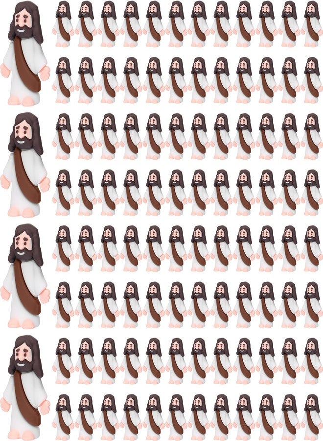 Barydat 100 Pcs Mini Jesus Figurines Bulk Little Jesus Figures to Hide and Seek Pocket Tiny Christ Savior Toy Religious Party Favors for Easter Church Sunday School Craft Baptism Gift(Ocher) - Image 1