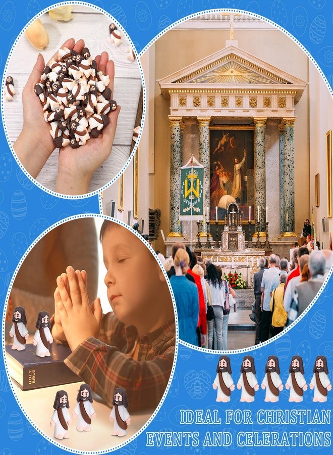 Barydat 100 Pcs Mini Jesus Figurines Bulk Little Jesus Figures to Hide and Seek Pocket Tiny Christ Savior Toy Religious Party Favors for Easter Church Sunday School Craft Baptism Gift(Ocher) - Image 4