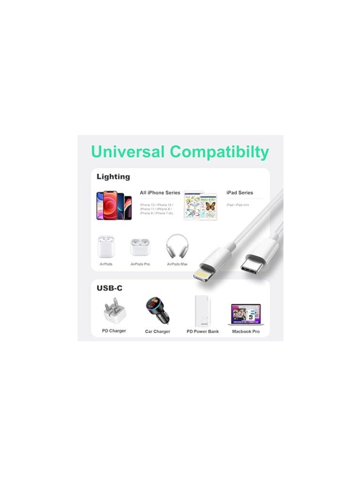 USB C to Lightning Cable 1M Iphone Charger Cable Compatible with   iPhone 14 Pro Max/14/13/12/11 Pro/X/XS/XR/8 Plus/AirPods Pro - Image 2