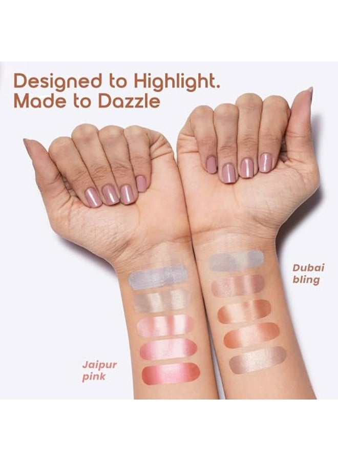 إنسايت INSIGHT 5 Shades of Shine Brick Highlighter - Jaipur Pink | قوام ناعم وسهل المزج ولمسة نهائية مشرقة | لوحة مكياج مناسبة للسفر | 12 غرام - Image 4
