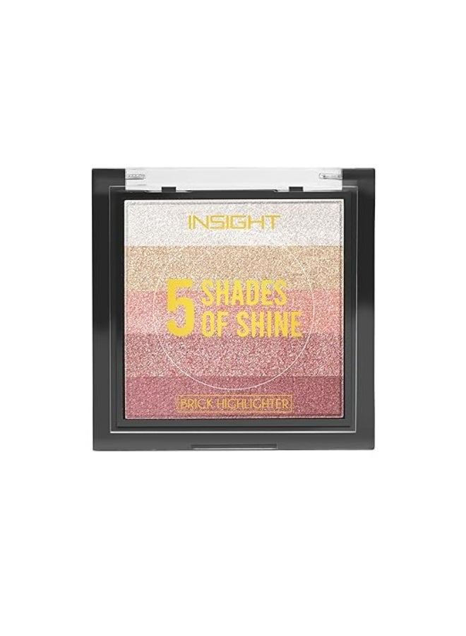 إنسايت INSIGHT 5 Shades of Shine Brick Highlighter - Jaipur Pink | قوام ناعم وسهل المزج ولمسة نهائية مشرقة | لوحة مكياج مناسبة للسفر | 12 غرام - Image 1