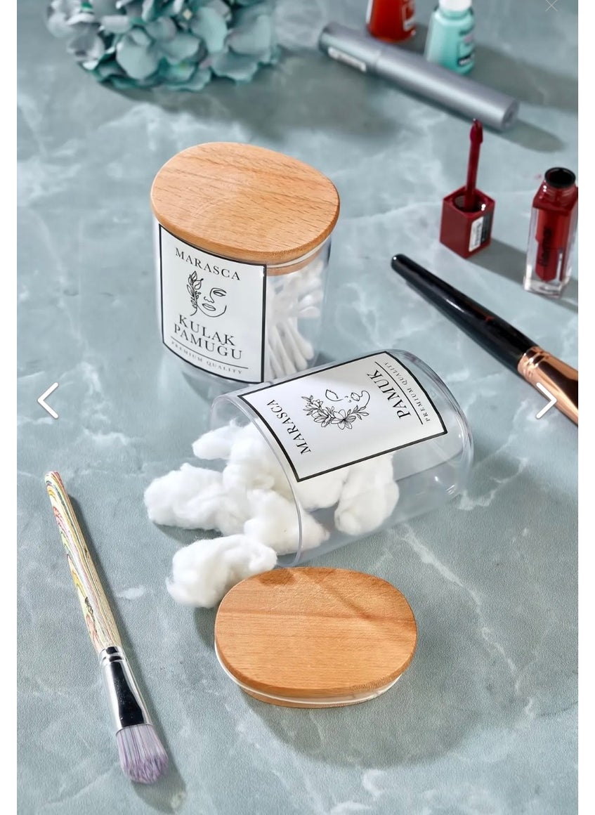 Fbz Home 2-pack Marasca Cotton Jar with Wooden Lid Cotton Jar Mica Jar 400 ml  - Image 3