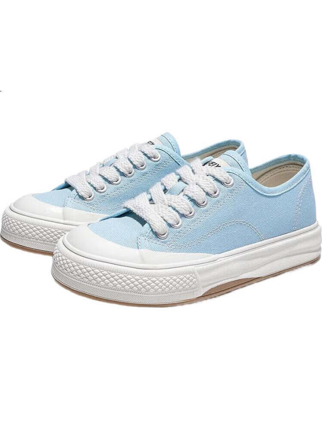 LEAP Summer Breathable Canvas Shoes For Men And Women New Thick-Soled All-Match Couple Shoes Light Blue Size 37 - Image 1