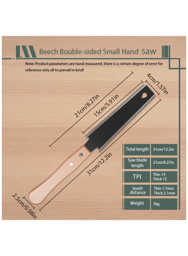 1 Pcs Hand Saw 12.2 Inch Double Edge Sided Pull Saw Ryoba SK5 Flexible Blade 12/15 TPI Flush Cut Beech Handle Wood Saw for Woodworking Tools  - Image 2