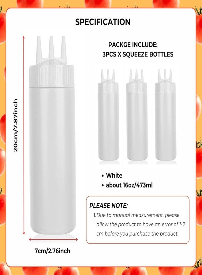 PUTHAK Plastic 3pcs Multicolor Squeeze Bottle 3 Hole Ketchup Mustard Salad Dressing Seasoning Squeezer Suitable for Family Restaurant Bakery(500ml) - Image 2