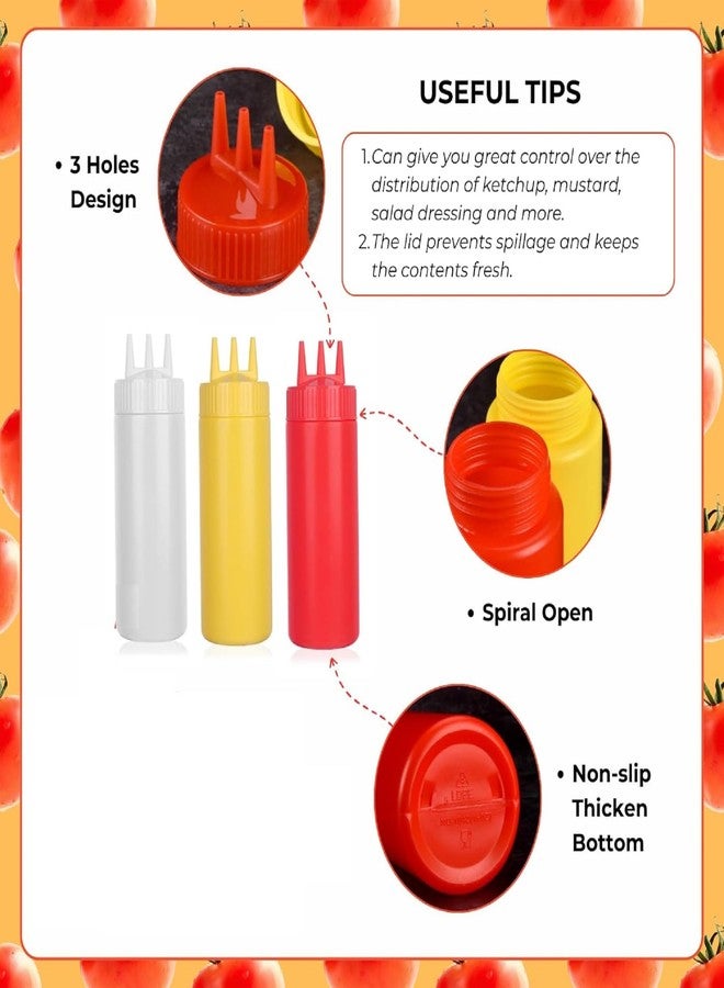 PUTHAK Plastic 3pcs Multicolor Squeeze Bottle 3 Hole Ketchup Mustard Salad Dressing Seasoning Squeezer Suitable for Family Restaurant Bakery(500ml) - Image 5