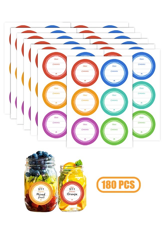 180 Pcs Kitchen Labels Stickers Set, Waterproof Seasoning Label Stickers for Spice Jar Organization (Colorful) - Image 1