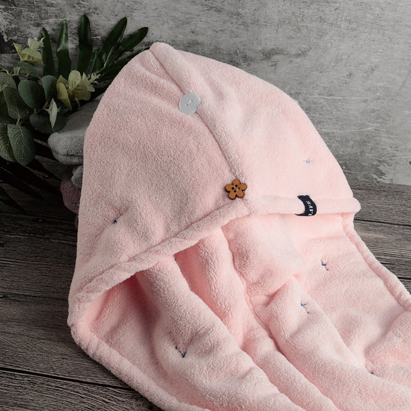 Generic Javalife Autumn Winter Double Layer Thickened Quick Dry Hair Cap for Kids Pink
