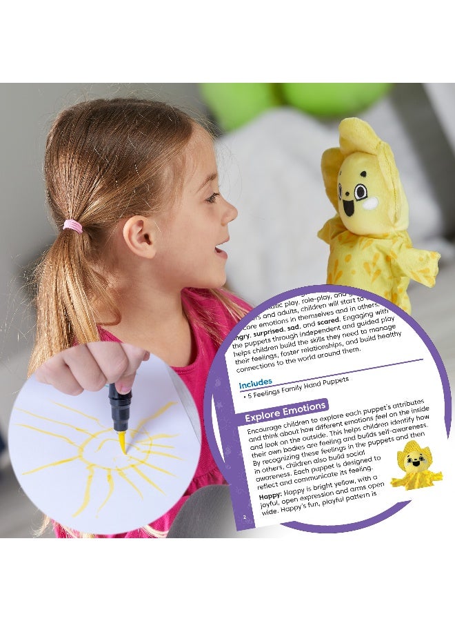 ليرننج ريسورسز مجموعة من 5 دمى يدوية لعائلة Feelings من Learning Resources، للتعلم العاطفي الاجتماعي، واللعب الحسي اللمسي ورواية القصص، مثالية للمنزل والفصل الدراسي، للأعمار من 18 شهرًا فما فوق - Image 2