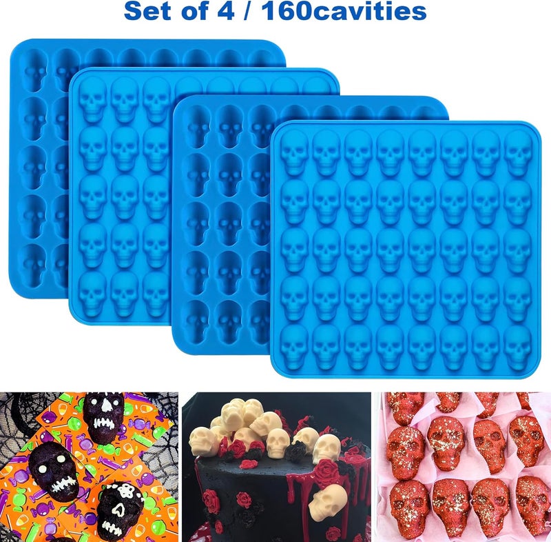 Sidosir 4Pcs Gummy Skull Chocolate Molds, Gummy Skull Candy Molds, Non-stick Silicone Candy Molds with 2 Droppers - Image 4