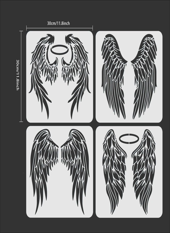 ORIGACH 4PCS Large Angel Wings Stencils 11.8x11.8 inch, Durable Flexible DIY Art Craft Stencil for Bag T-Shirts Airbrush Painting Drawing - Image 3