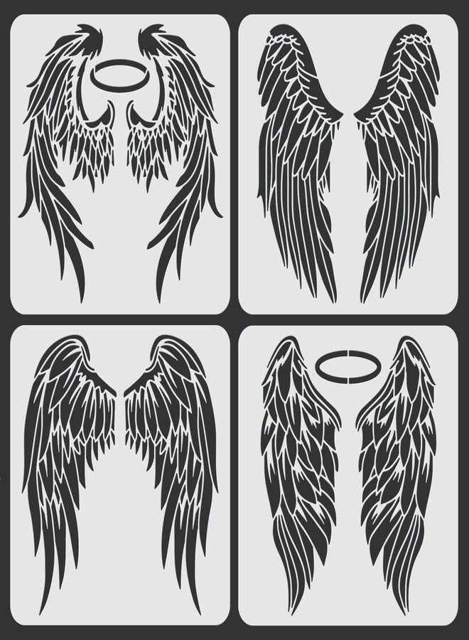 ORIGACH 4PCS Large Angel Wings Stencils 11.8x11.8 inch, Durable Flexible DIY Art Craft Stencil for Bag T-Shirts Airbrush Painting Drawing - Image 1