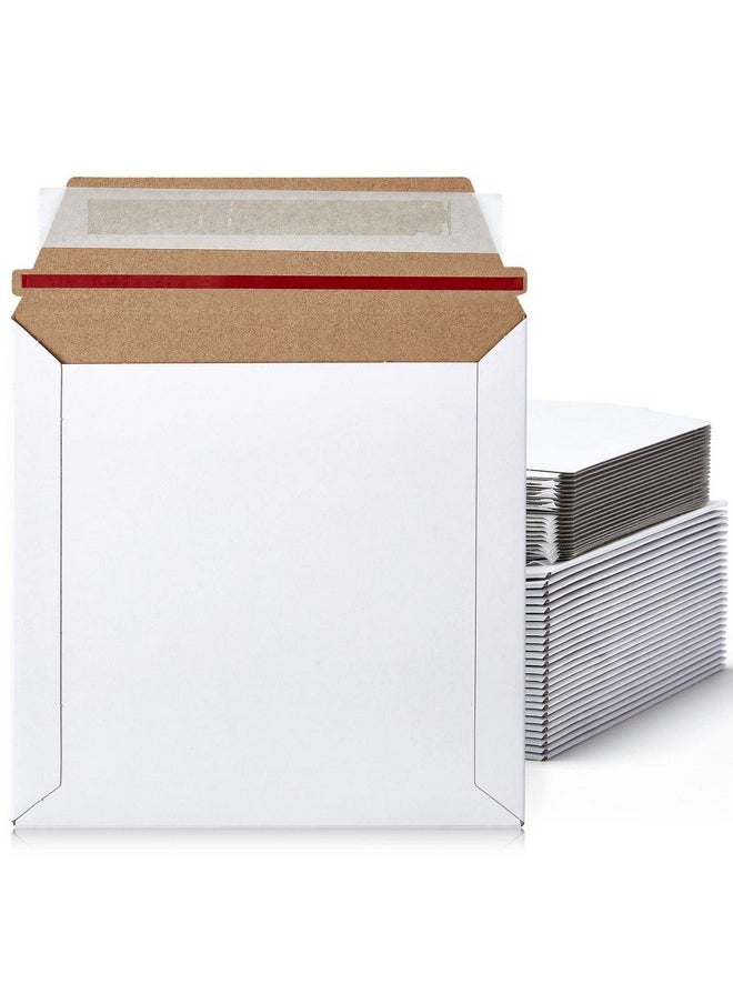 Fainne Fainne 200 Pcs 6 x 6'' Rigid Mailers 400 GSM Keep Flat Cardboard Mailers Shipping Cardboard Envelopes Disc DVD CD Envelopes with Self Adhesive Flap and Tear off Strip for Mailing Photo (White)  - Image 1