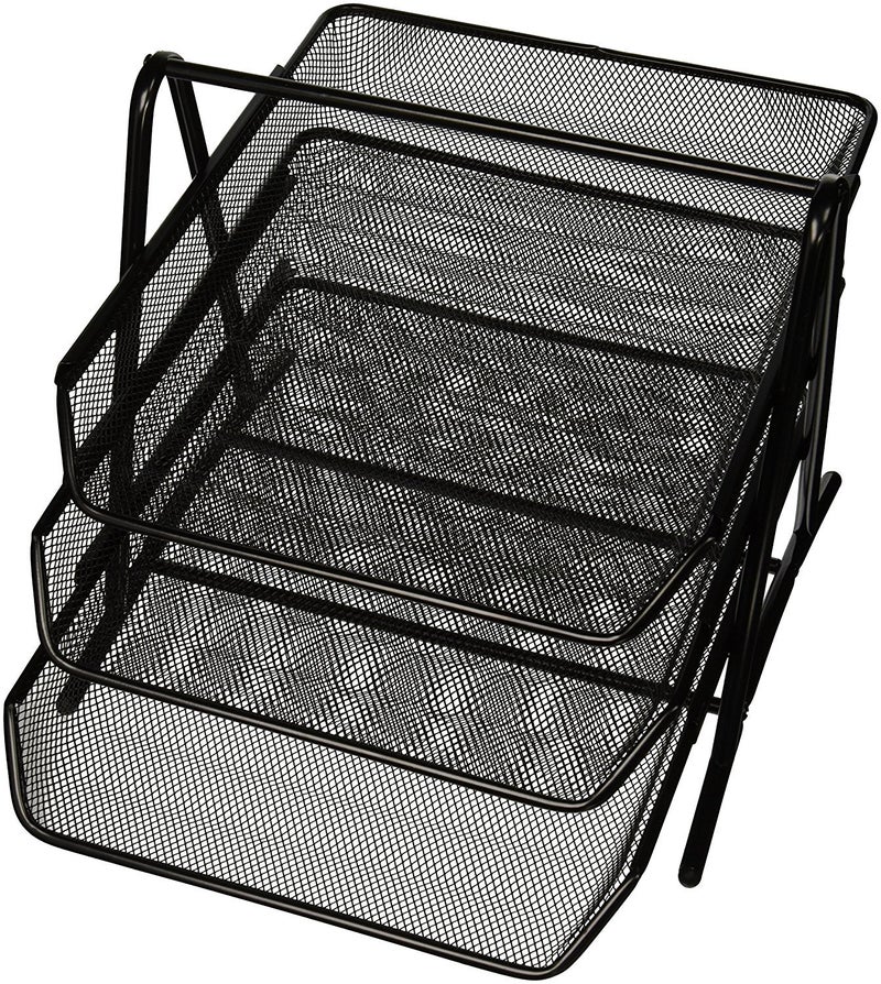 Sparco 90206 3Tier Steel Mesh Desk Tray Black 11 58W x 13 34D x 10 58H