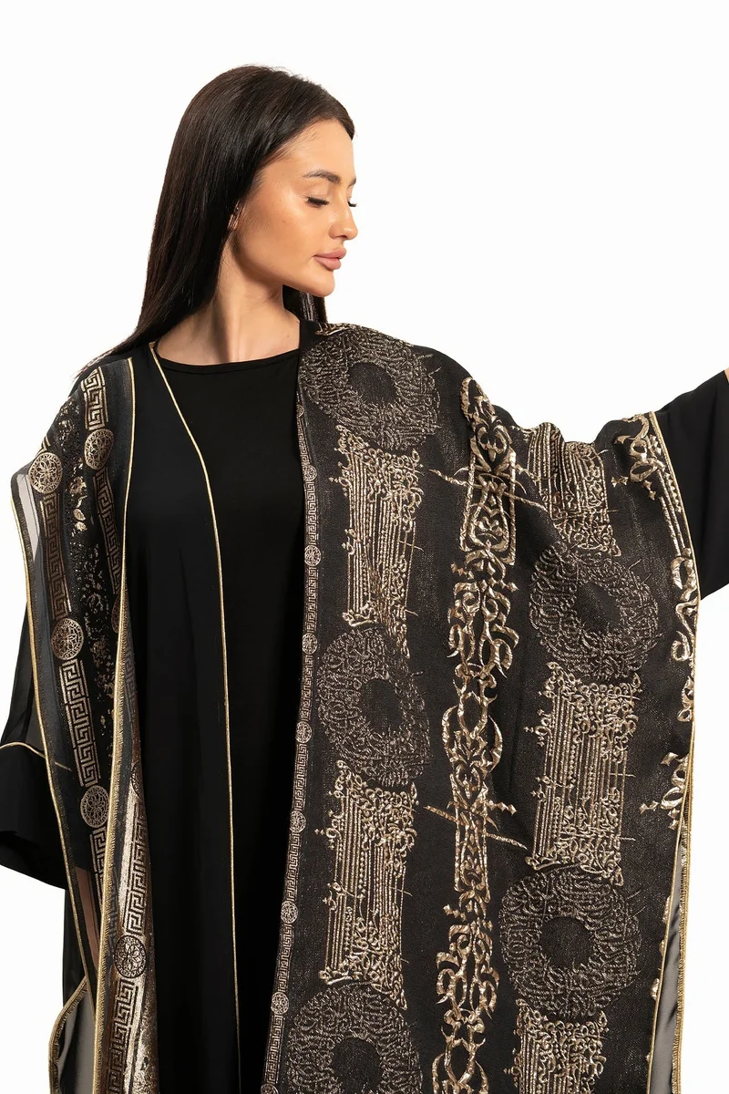 Wecre8 Women Black with Gold Embroidery Kaftan By WECRE8