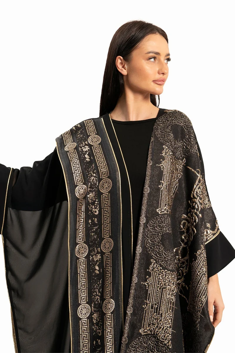 Wecre8 Women Black with Gold Embroidery Kaftan By WECRE8