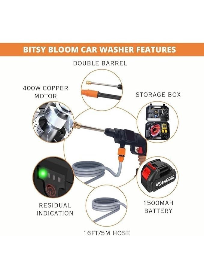 48V High-Pressure Electric Water Spray Gun - with rechargeable battery and carrying case, for washing cars and carpets - Image 2