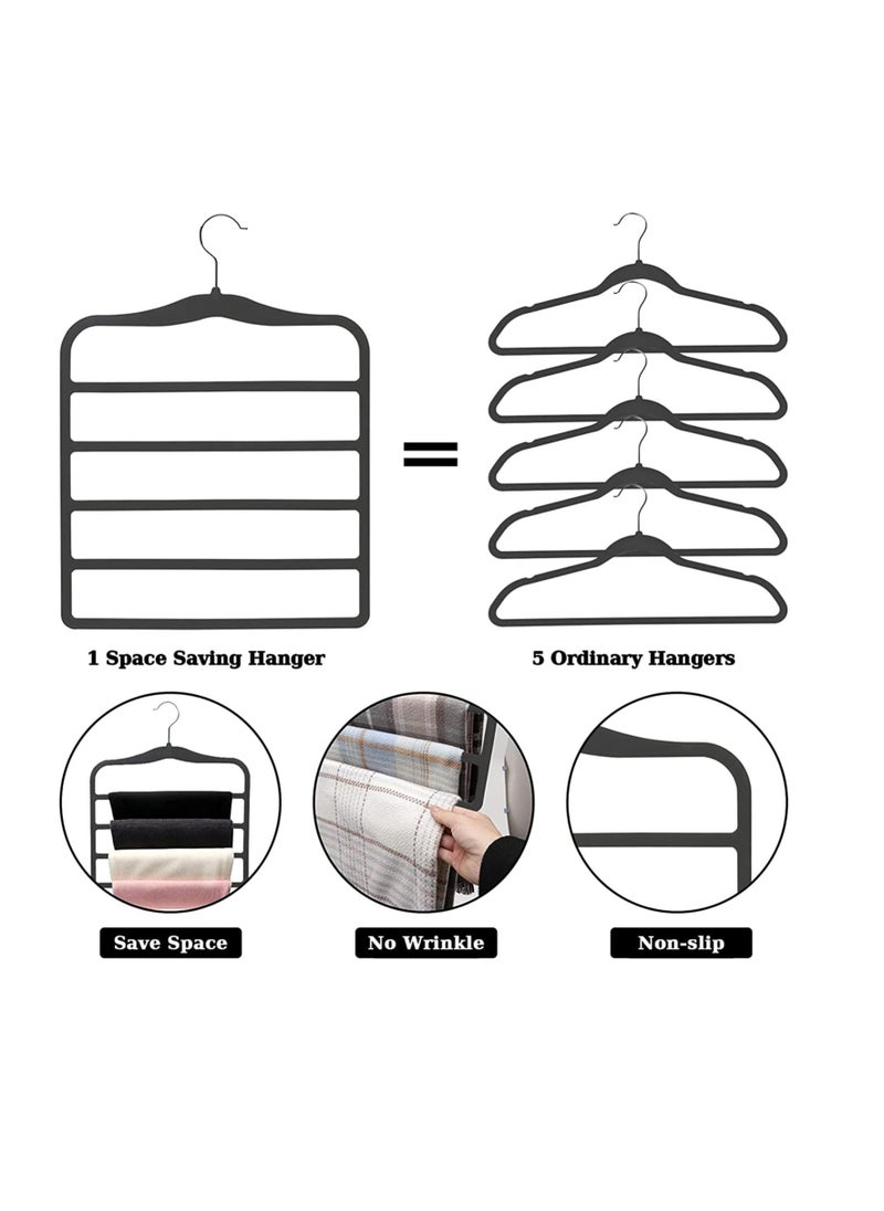 TYCOM - Tycom Non-Slip Velvet Pants Hangers - (6 Pack) Ultra Thin Space Saving 360 Degree Swivel Hook Pants Hangers Hold Up -to 10 Lbs - Pants 6pcs Grey - Image 1