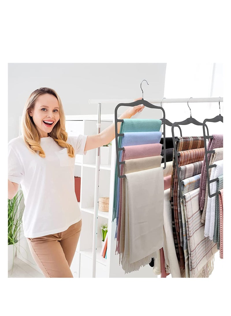 TYCOM - Tycom Non-Slip Velvet Pants Hangers - (6 Pack) Ultra Thin Space Saving 360 Degree Swivel Hook Pants Hangers Hold Up -to 10 Lbs - Pants 6pcs Grey - Image 1