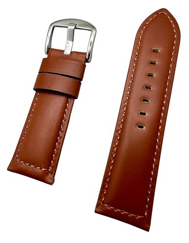 NewLife 26mm Brown Leather Watchband Compatible with Panerai Watch | Thick, Solid, Smooth, Padded Replacement Wrist Watchstrap Bracelet that brings to Any Watch (Mens Standard Length) - Image 4