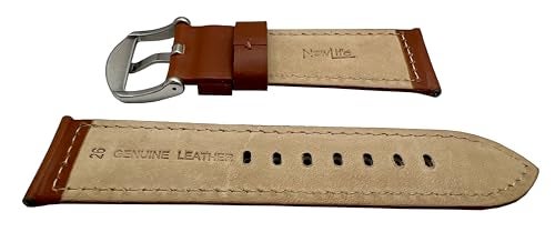 NewLife 26mm Brown Leather Watchband Compatible with Panerai Watch | Thick, Solid, Smooth, Padded Replacement Wrist Watchstrap Bracelet that brings to Any Watch (Mens Standard Length) - Image 2