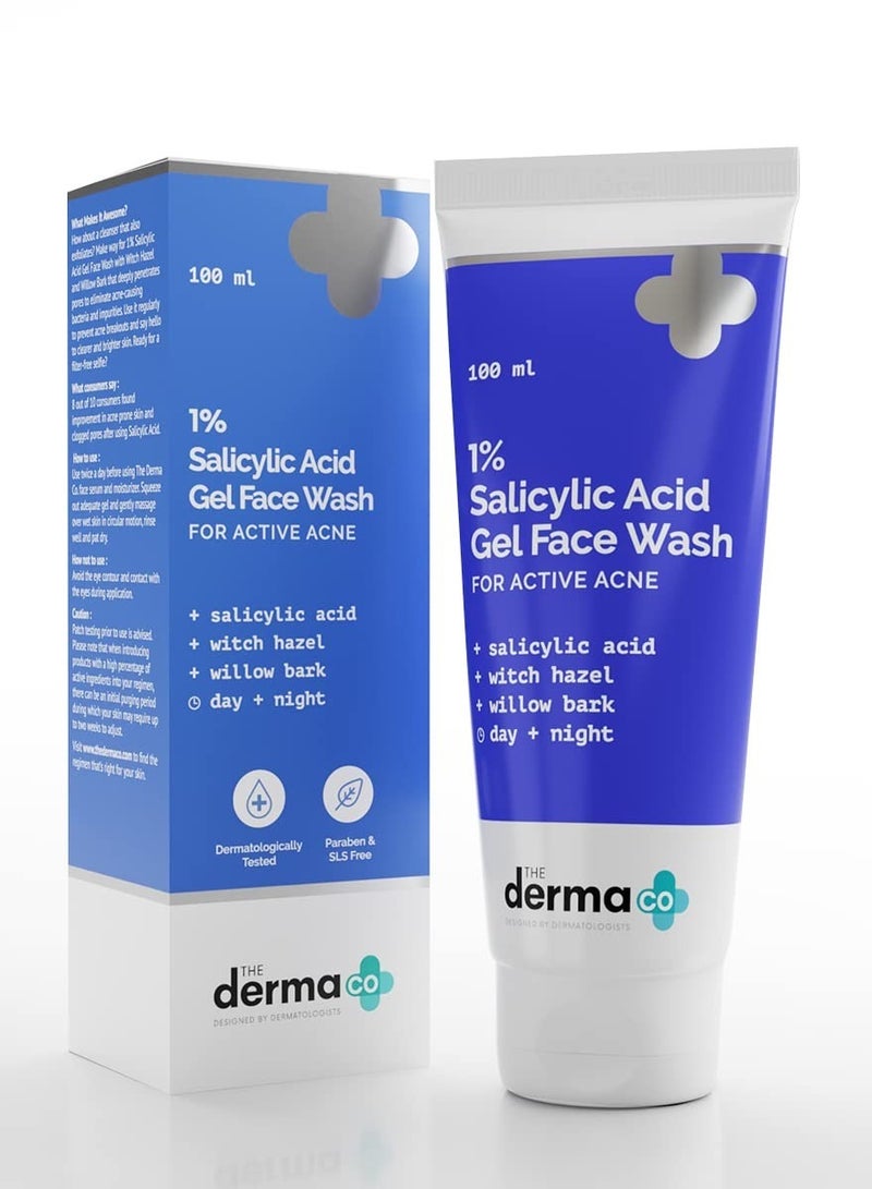 THE derma Co 1% Salicylic Acid Gel Face Wash With Salicylic Acid & Witch Hazel For Active Acne 100 Ml  - Image 1