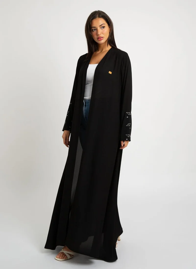 Kaafmeem Black Peaceful Sky A-cut Abaya