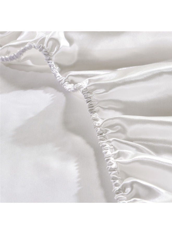 NIBEMINENT Well-made Soft Silk Fitted Sheet Cover Polyester White 37.00 x 3.00 28.00cm - Image 4