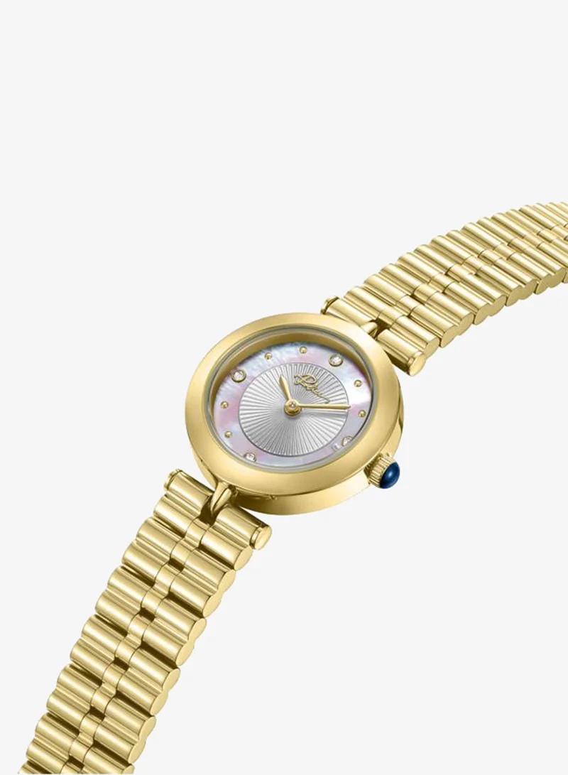 Police Yellow Gold Women's Agra White Dial Stainless Steel Bracelet Analog Watch for Women, 24mm for Women | Best Price UAE
