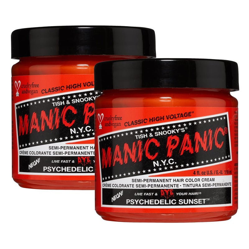 MANIC PANIC Classic Psychedelic Sunset Semi Permanent Hair Color Neon Orange Hair Dye for Women Men That Lasts 46 Weeks Vegan Ammonia CrueltyFree Create Mix Custom Shades 4oz 2pk