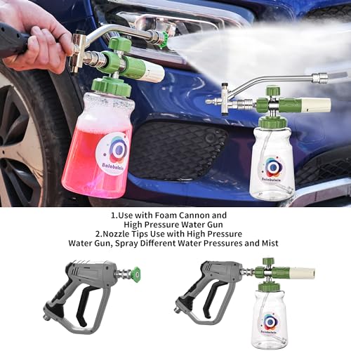 balabulala Dual Connector Accessory with Pressure Washer Foam Cannon, Balabulala Pressure Washer Double Tip Attachment for Foam Blaster with with 5 Power Washer Sprayer Nozzles, 1/4" Quick Connect, 3600 PSI - Image 2