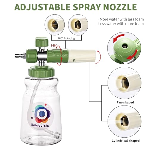 balabulala Dual Connector Accessory with Pressure Washer Foam Cannon, Balabulala Pressure Washer Double Tip Attachment for Foam Blaster with with 5 Power Washer Sprayer Nozzles, 1/4" Quick Connect, 3600 PSI - Image 5
