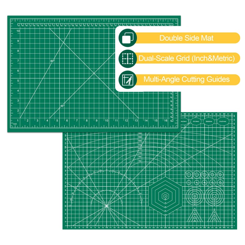 EFOK 2 Packs Self Healing Cutting Mat 12" x 18" Rotary Cutting Sewing Mat A3, 5-Ply Cutting Board for Crafting, Sewing, Scrapbooking, Quilting and Precision Cutting - Image 4