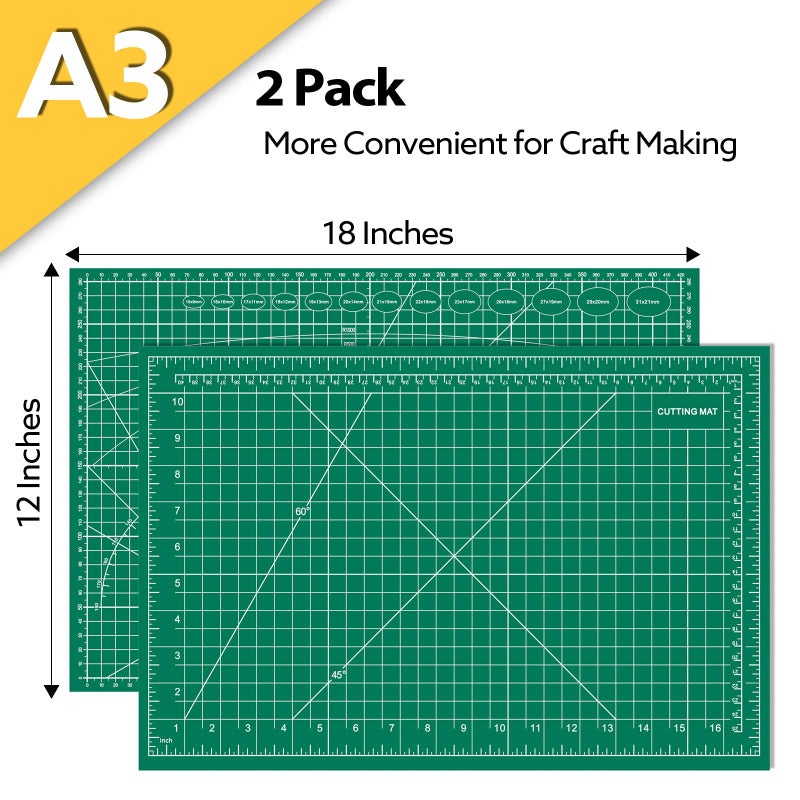 EFOK 2 Packs Self Healing Cutting Mat 12" x 18" Rotary Cutting Sewing Mat A3, 5-Ply Cutting Board for Crafting, Sewing, Scrapbooking, Quilting and Precision Cutting - Image 2